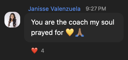 Janisse: coach my soul prayed for