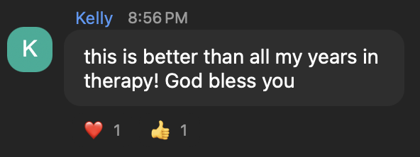 Kelly: better than all my years in therapy